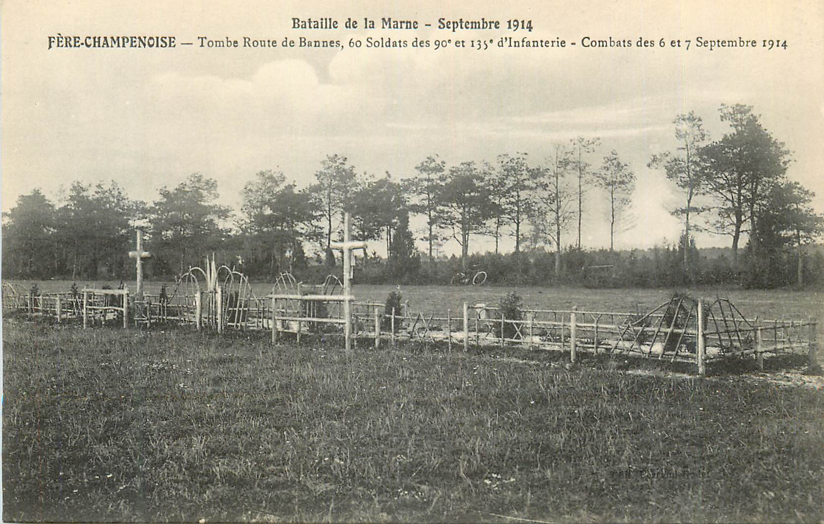 CPA Fere Champenoise Bataille de la Marne Septembre 1914 Tombe Route de Baunes Militaria
